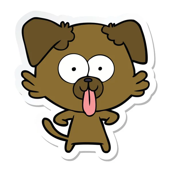 Pegatina Perro Dibujos Animados Con Lengua Sobresaliendo — Vector de stock