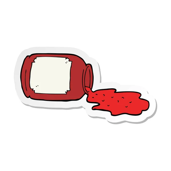 Sticker of a cartoon spilled jam — Stock Vector