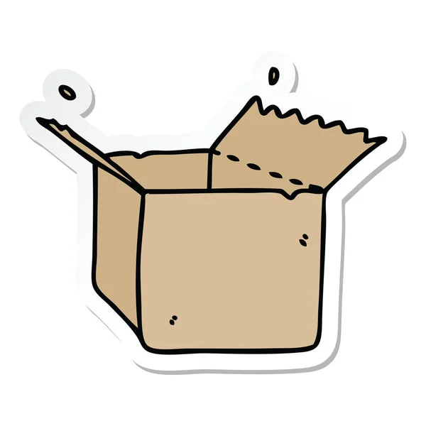 Sticker of a quirky hand drawn cartoon open box — Stock Vector