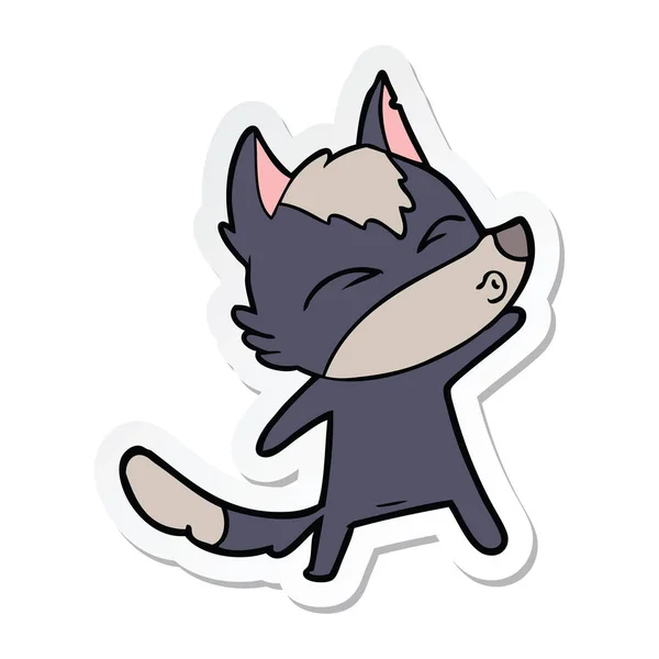 Sticker Van Een Cartoon Wolf Steenbolk — Stockvector