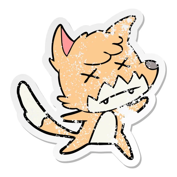 Distressed Sticker Cartoon Dead Fox — Stock Vector