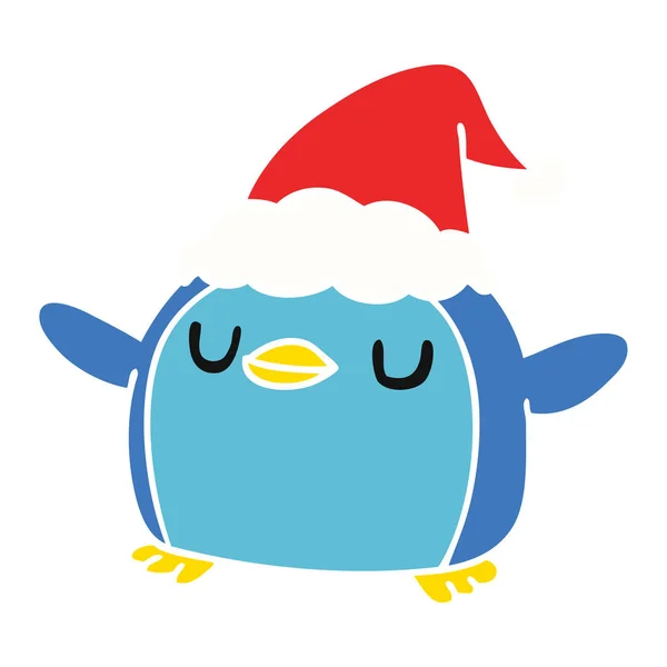 Ручная Рисованная Рождественская Карикатура Пингвина Кавайи — стоковый вектор