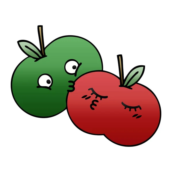 Ζουμερός μήλο διαβάθμισης σκιασμένο κινουμένων σχεδίων — Διανυσματικό Αρχείο