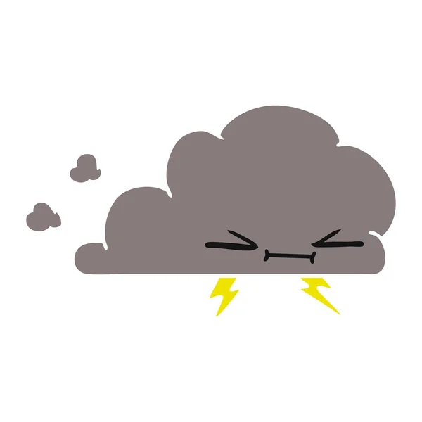 手绘卡通一个脾气暴躁的闪电云 — 图库矢量图片