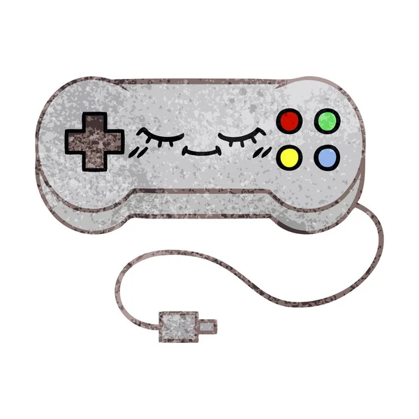 Retro Grunge Texture Cartoon Game Controller — Stock Vector