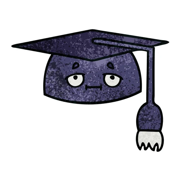 Retro Grunge Textura Desenhos Animados Chapéu Graduação —  Vetores de Stock