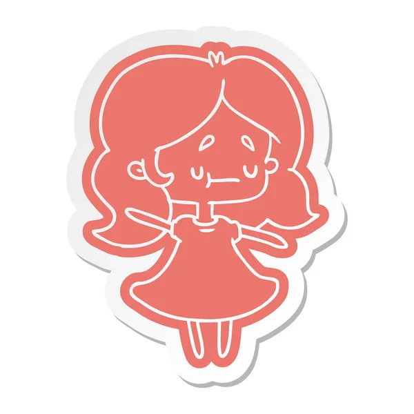 Cartoon Sticker Van Een Schattig Kawaii Meisje — Stockvector