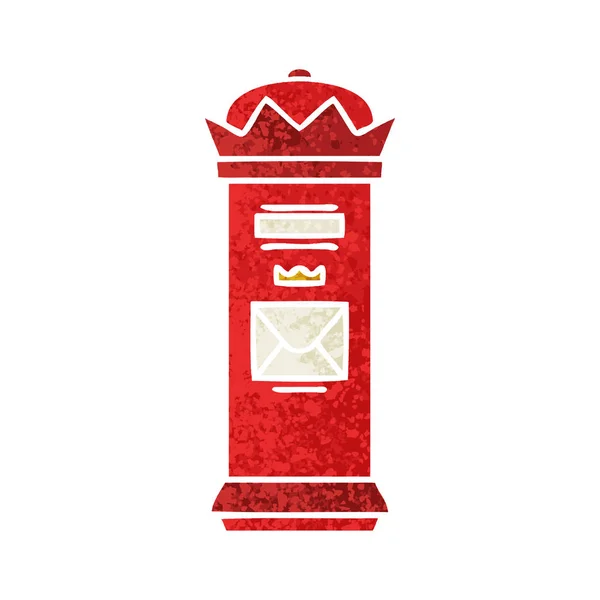 Retro Illustration Stil Tecknad Brittisk Postbox — Stock vektor