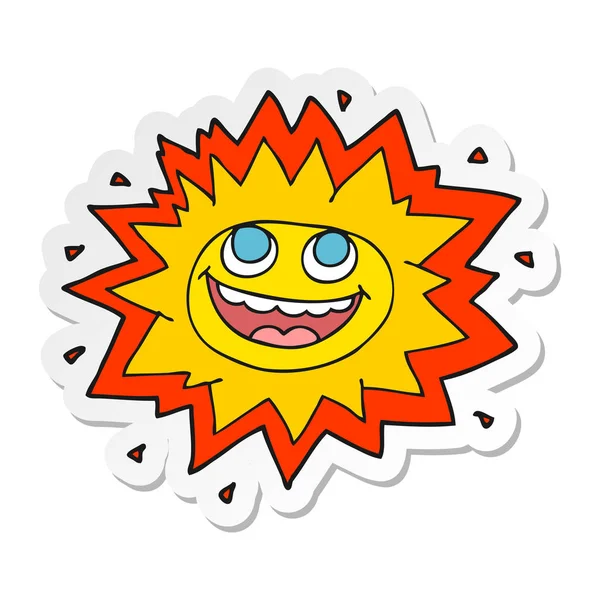 Sticker Happy Cartoon Sun — Stock Vector