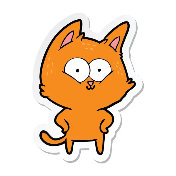 Etiqueta Gato Desenho Animado — Vetor de Stock