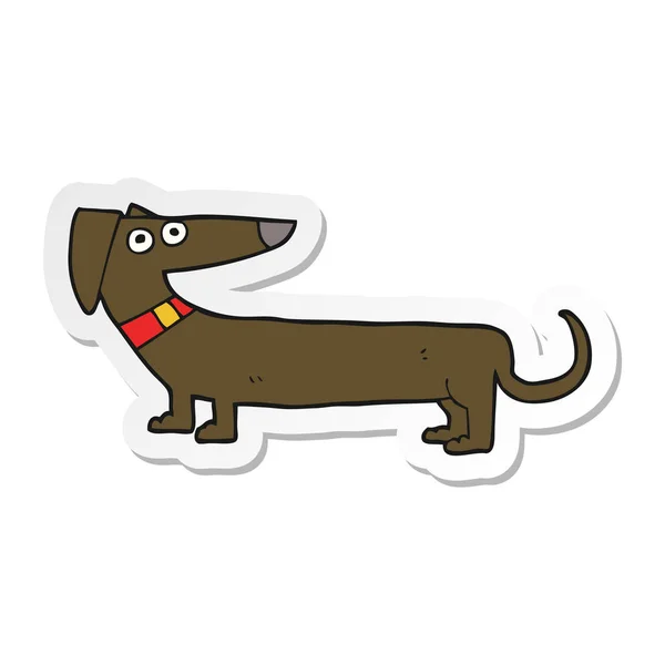 Sticker of a cartoon sausage dog — Stock Vector