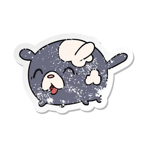 Affligé autocollant dessin animé kawaii chien patch mignon — Image vectorielle