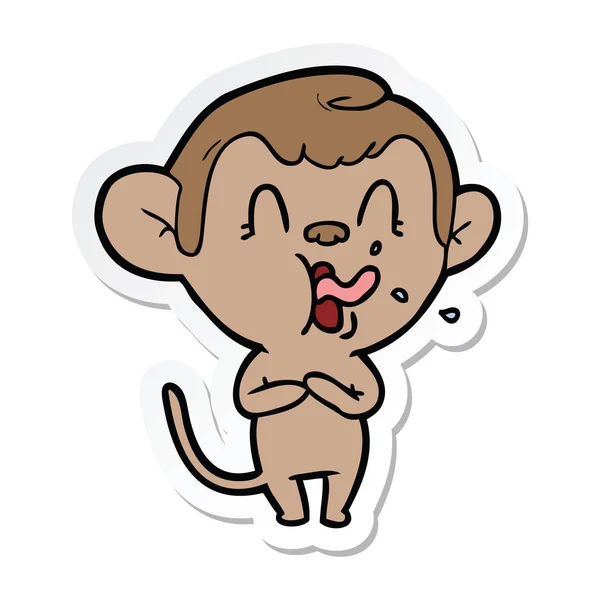 Etiqueta Macaco Louco Dos Desenhos Animados — Vetor de Stock