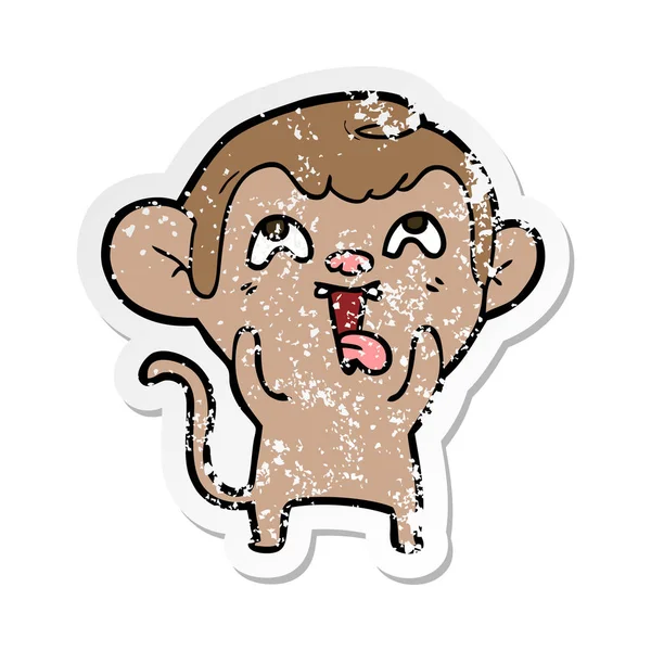 Наклейка сумасшедшей мультяшной обезьяны — стоковый вектор
