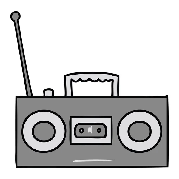 复古盒式磁带播放器的卡通涂鸦 — 图库矢量图片