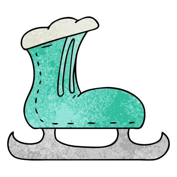 Dessin Animé Texturé Main Gribouillage Une Botte Patin Glace — Image vectorielle