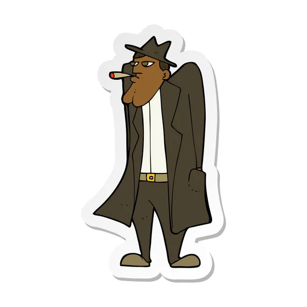 Sticker Cartoon Man Hat Trench Coat — Stock Vector
