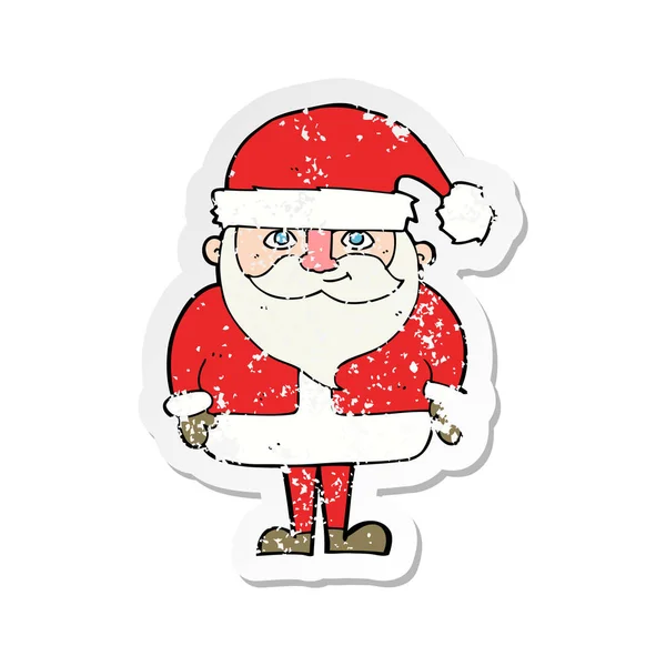 Retro adesivo angosciato di un cartone animato felice Babbo Natale — Vettoriale Stock