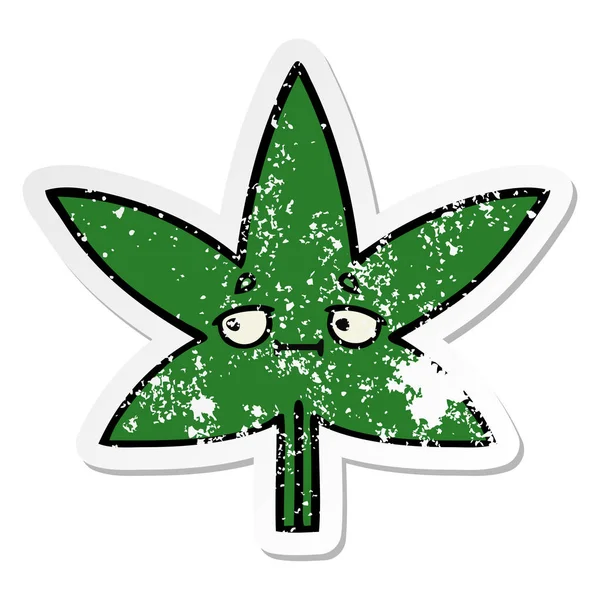 Наклейка на милый лист марихуаны — стоковый вектор