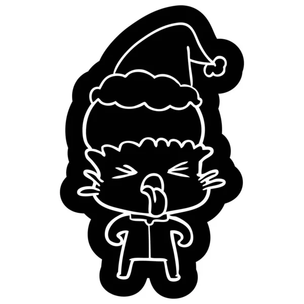 Extraño Peculiar Icono Dibujos Animados Extraterrestre Con Sombrero Santa — Vector de stock