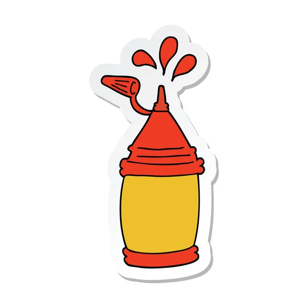 Aufkleber Einer Cartoon Ketchup Flasche — Stockvektor