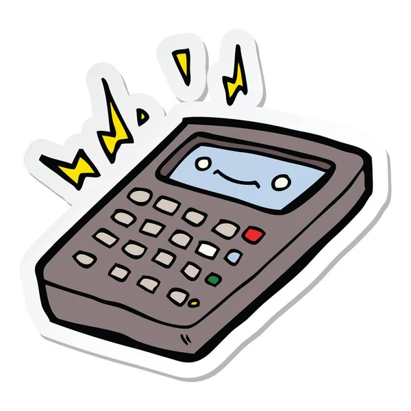 Sticker of a cartoon calculator — Stock Vector