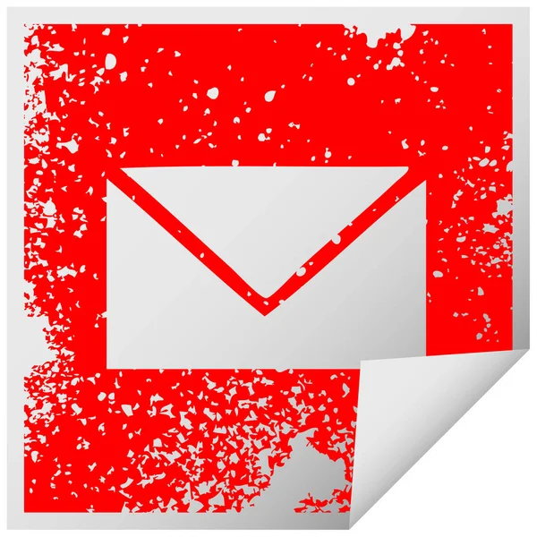 Verontruste Plein Peeling Sticker Symbool Van Een Papieren Envelop — Stockvector