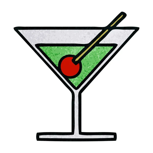 Retro grunge textuur cartoon fancy cocktail — Stockvector