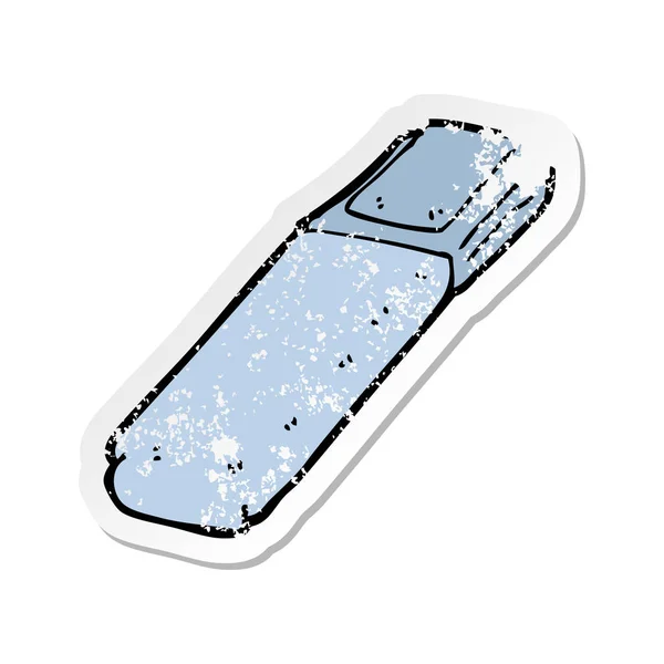 Retro Noodlijdende Sticker Van Een Cartoon Markeerstift Pen — Stockvector