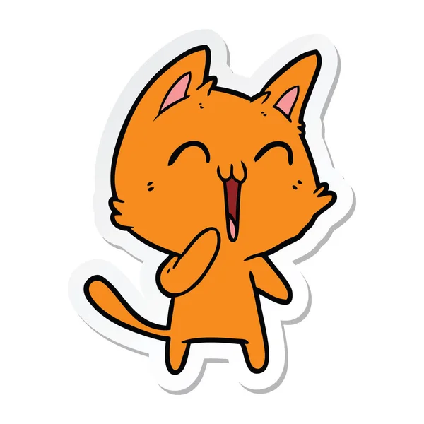 Naklejki Cartoon Szczęśliwy Kot Miauczy — Wektor stockowy
