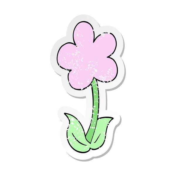 Verontruste sticker van een leuke cartoon bloem — Stockvector