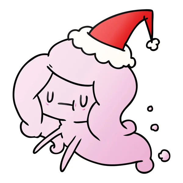 Dibujado Mano Navidad Gradiente Dibujos Animados Kawaii Fantasma — Vector de stock