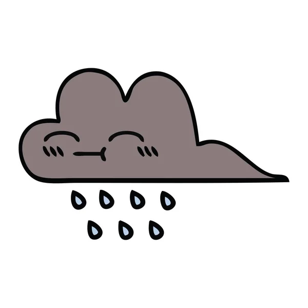 Mignon dessin animé tempête pluie nuage — Image vectorielle