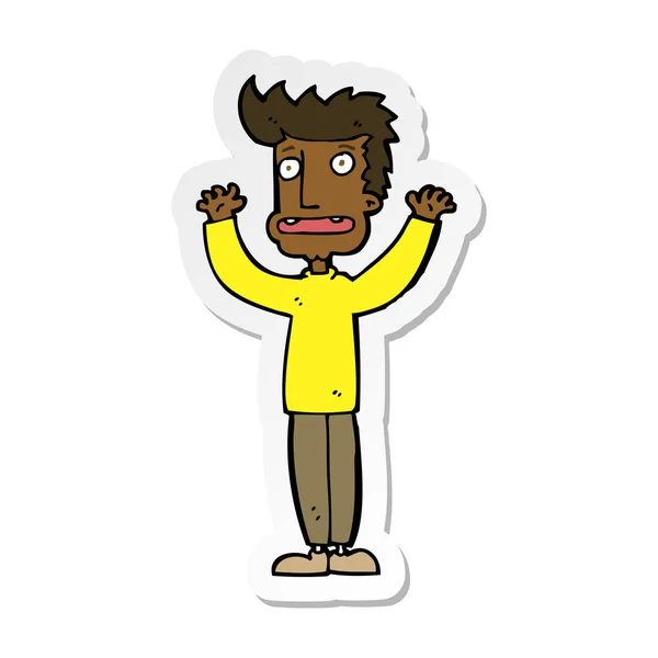 Sticker Cartoon Stressed Man — Stock Vector