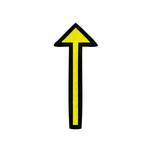 Retro Grunge Texture Cartoon Long Arrow Symbol — Stock Vector