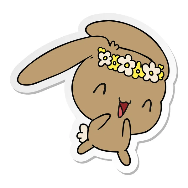 Sticker Cartoon Illustration Kawaii Cute Furry Bunny — Stock Vector