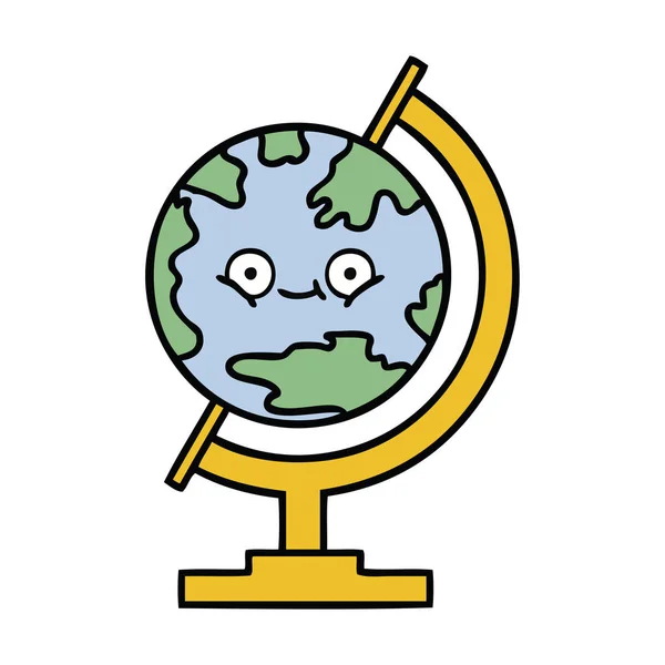 Lindo Dibujo Animado Globo Del Mundo — Vector de stock