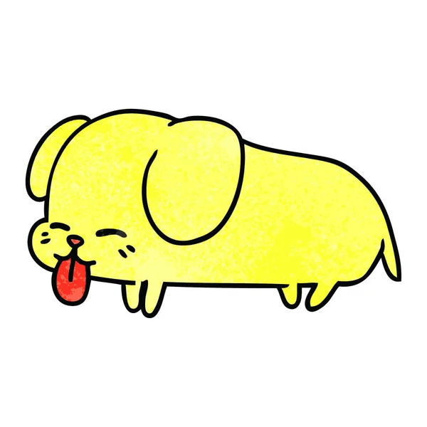 Freihändig Gezeichnete Texturierte Karikatur Des Niedlichen Kawaii Hundes — Stockvektor