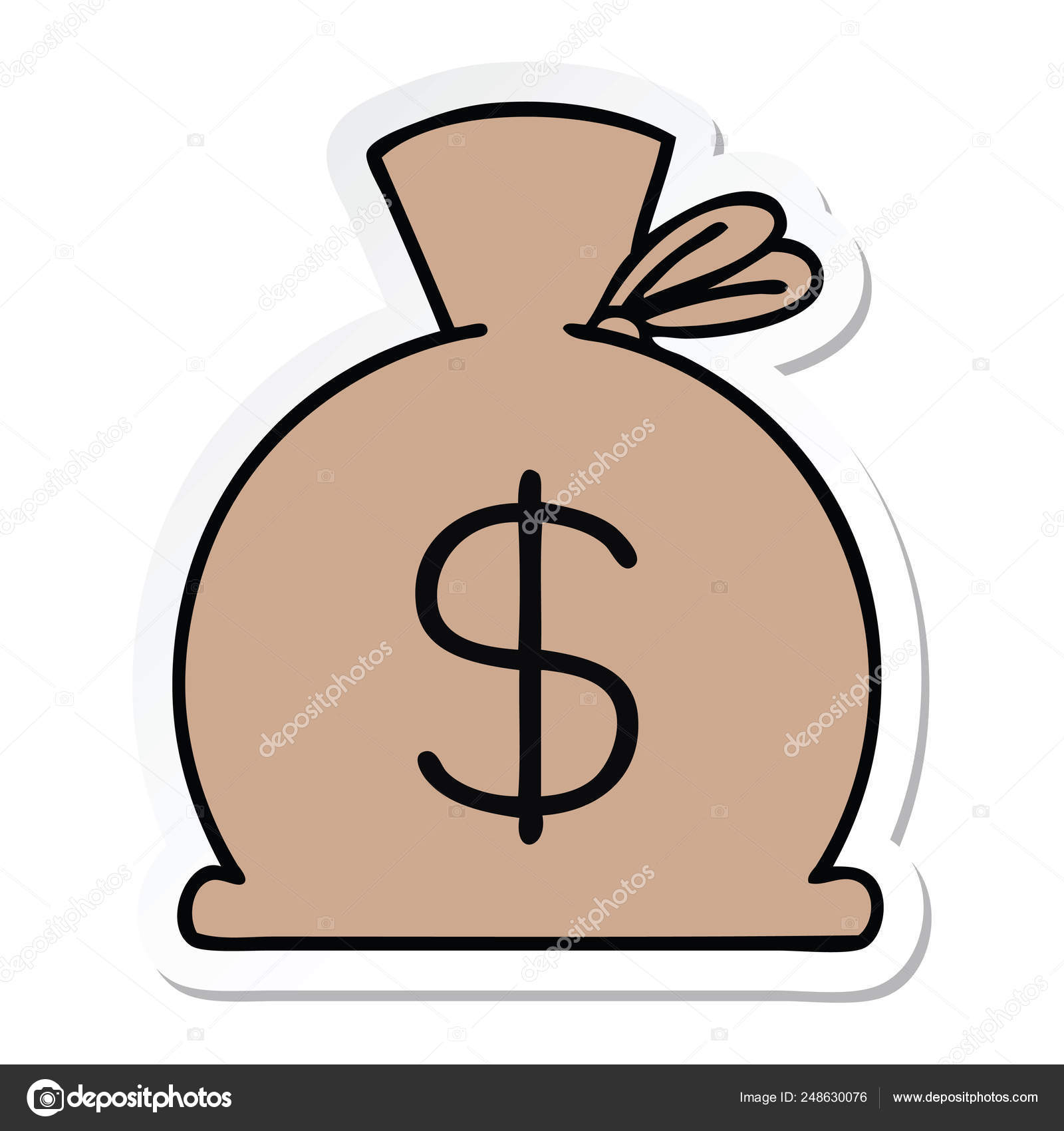 Sticker Cute Cartoon Bag Money Stock Vector C Lineartestpilot
