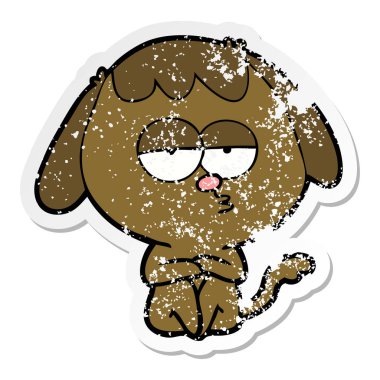 köpek sıkıntılı etiket bir karikatür sıkılmış