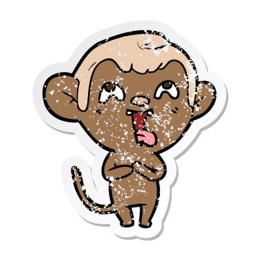 bir deli karikatür maymun sıkıntılı etiket