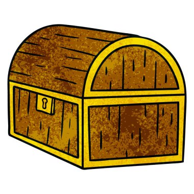 elle çizilmiş bir hazine sandığı karikatür doodle dokulu