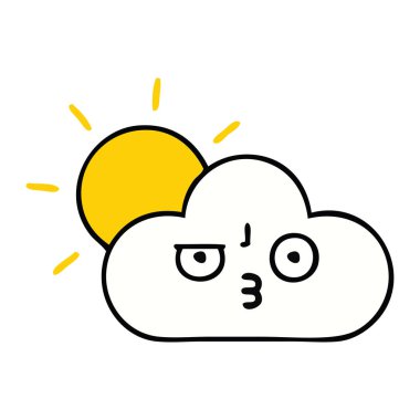 sevimli çizgi bir güneşli ve bulut