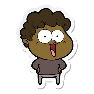 etiket karikatür mutlu bir adamın