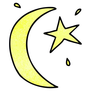 elle çizilmiş karikatür doodle ay ve yıldız dokulu