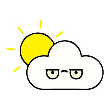 çizgi roman tarzı karikatür bir güneş ve bulut