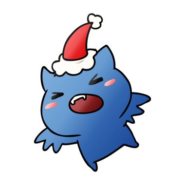 Noel degrade çizgi film kawaii yarasa el çekilmiş