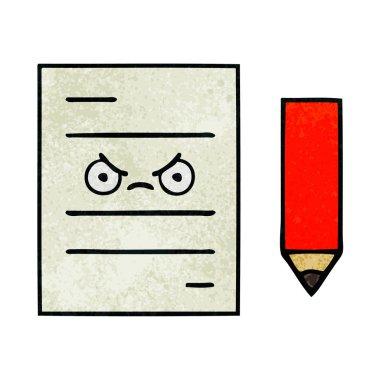 Retro grunge doku karikatür bir test kağıt