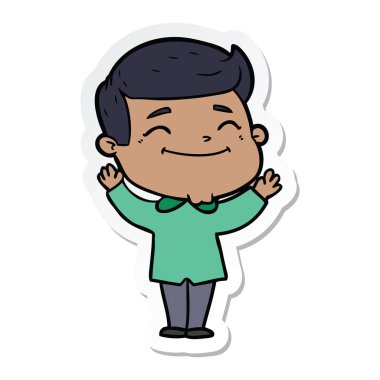 bir mutlu çizgi film adamın etiket