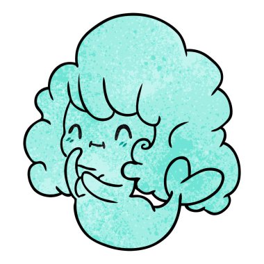 dokulu çizgi film illüstrasyon kawaii sevimli hayalet deniz kızı